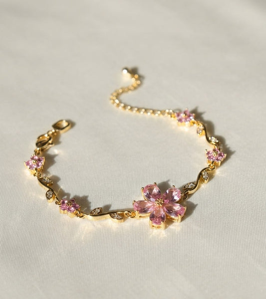 Luminous Tulip  — Gold-Plated Crystal Vine Bracelet