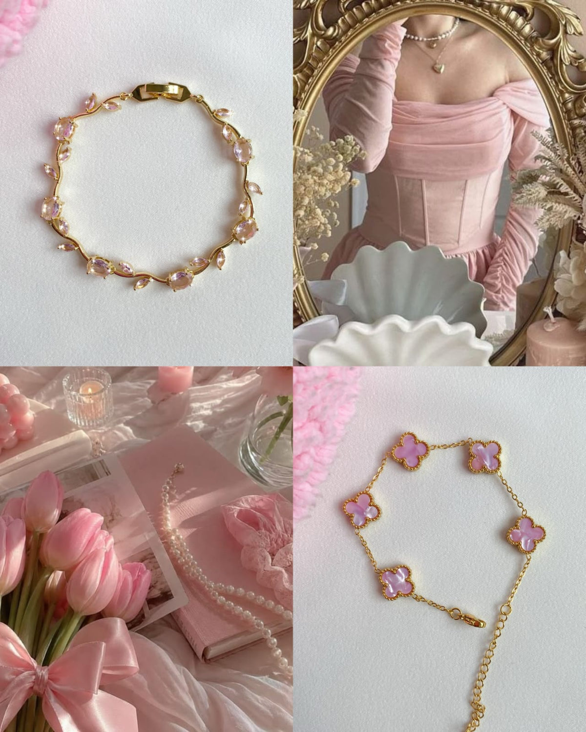 Luminous Gold + Silver -Plated Crystal Tulip Bracelet — Exclusive Box Included